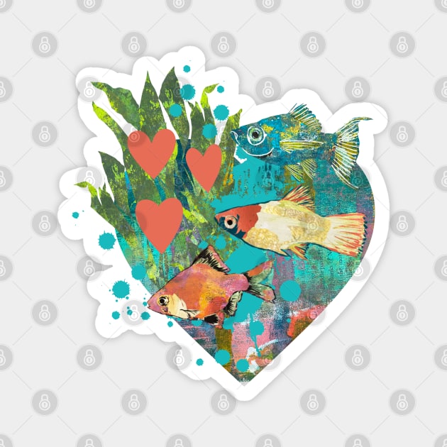 Artistic Fish Tank Sacred Heart Tropical Fish Magnet by Gina's Pet Store