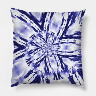 Blue Batik Ikat Seashell Pillow