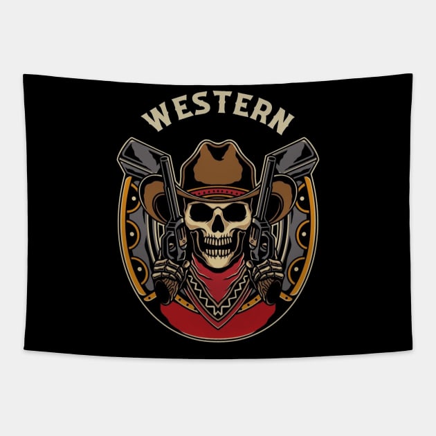 Skull western Tapestry by PROALITY PROJECT