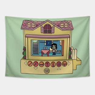 Pixel Chix Yellow House Tapestry