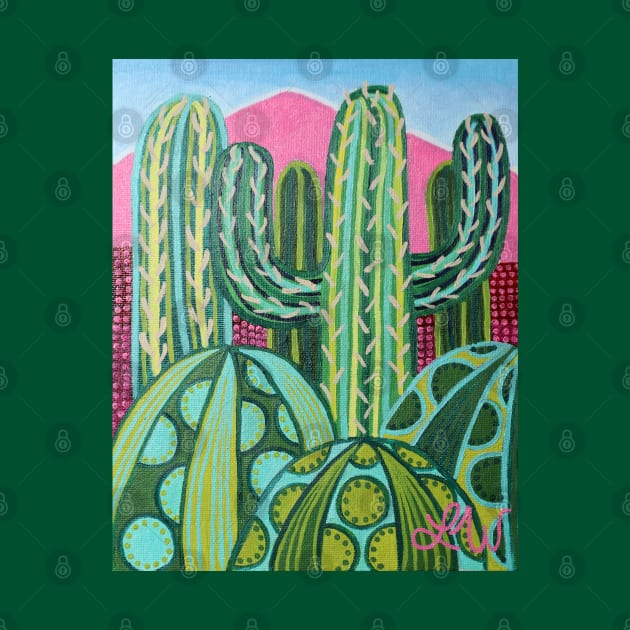 A Cluster of Cactus by oil and ink