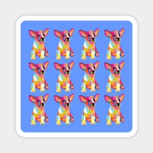 Cute Puppy Pattern blue bg Magnet