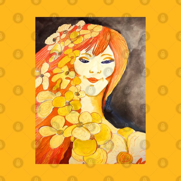 Beautiful Ginger Girl With Flowers 002 by Maltez