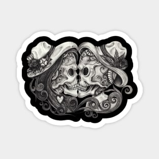 Sugar skull couple lovers day of the dead. Magnet