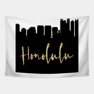 HONOLULU HAWAII DESIGNER SILHOUETTE SKYLINE ART Tapestry