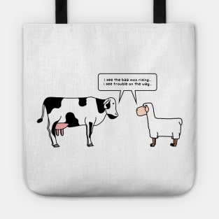 i see the baa moo rising Tote