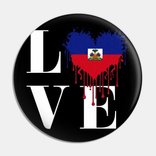 Haitian Love Dripping Flag Tee - Patriotic LOVE Design Pin