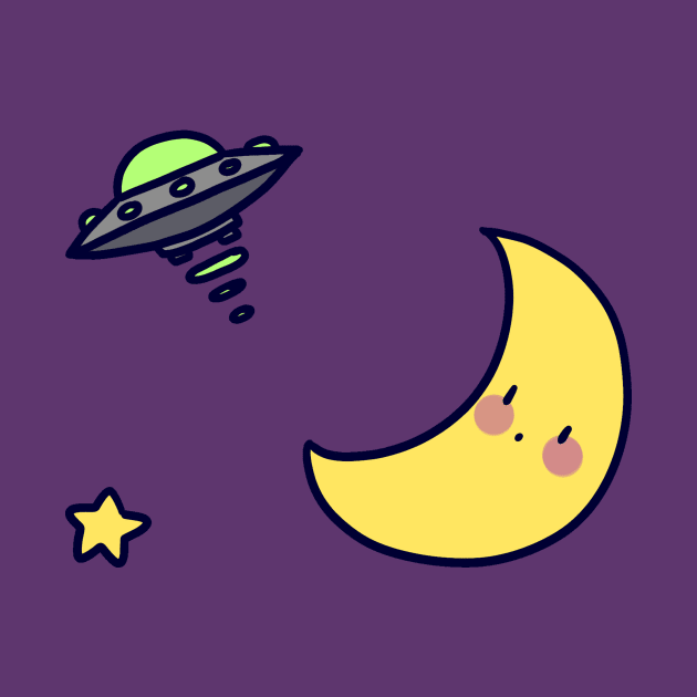 Moon and UFO by saradaboru