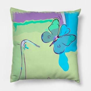 Summer Butterfly Pastel Blue Pillow