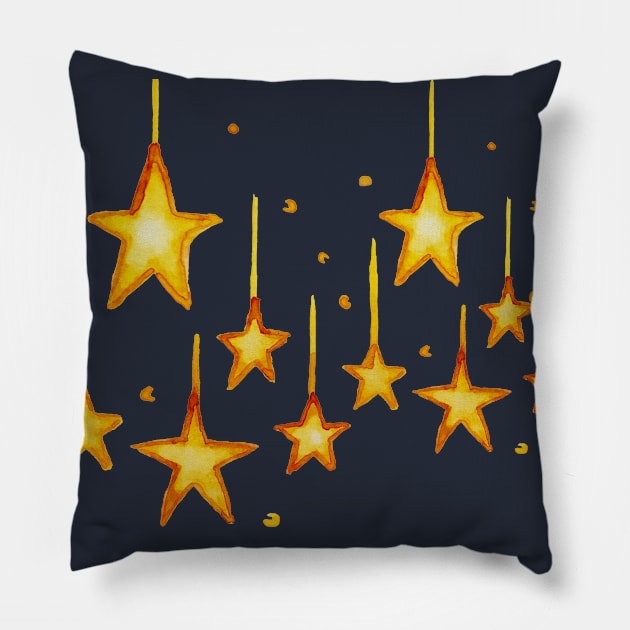 Gold stars christmas vibe Pillow by SisiArtist