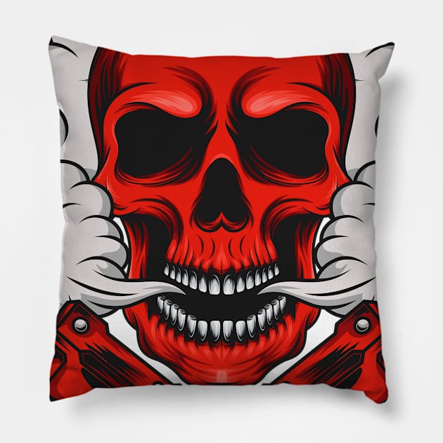 Vaping skull - smoking is never die Pillow by JagatKreasi