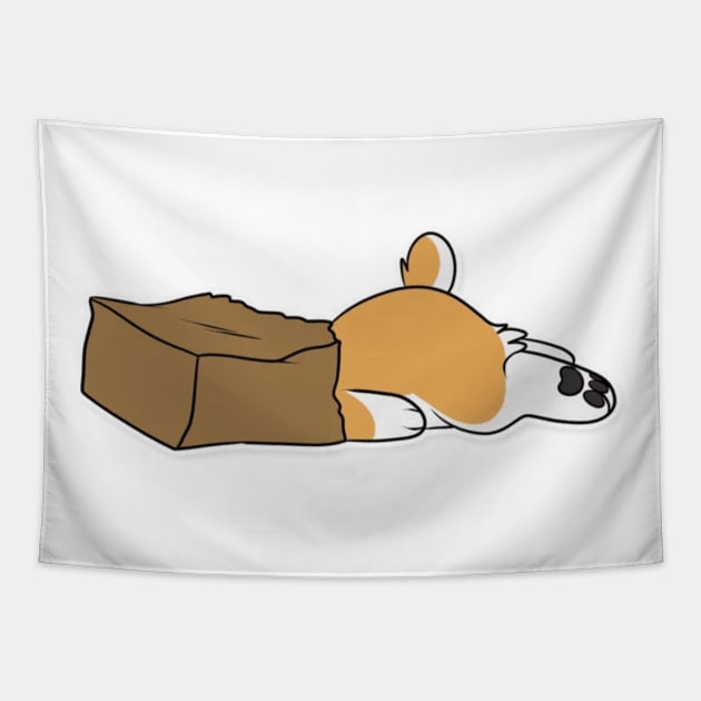 Tired corgi Tapestry by Honu Art Studio