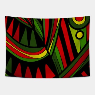 Mazipoodles New Fish Head Leaves Jazz Funk Red Green Black Tapestry