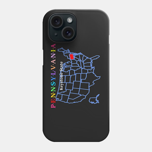 Pennsylvania, USA. Keystone State. (With Map) Phone Case by Koolstudio