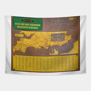 Vintage network map of the Southern Railway Tapestry