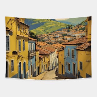 Ouro Preto Brazil Vintage Tourism Travel Poster Tapestry