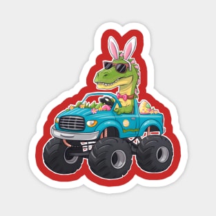 Happy Easter Monster Truck - funny dinsoaur trucker Magnet