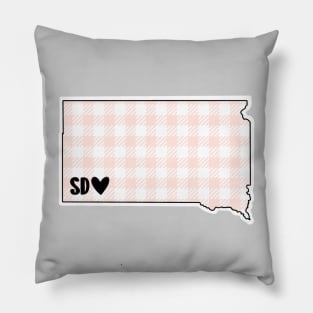 USA States: South Dakota (pink plaid) Pillow