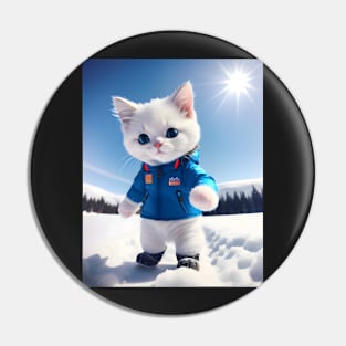 Cat in the Snow - Modern Digital Art Pin