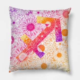 Sagittarius Zodiac Astrology Floral Star Sign Pillow