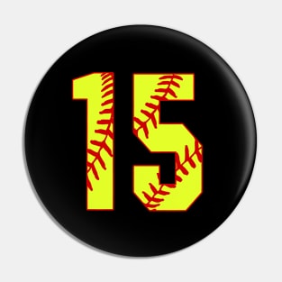 Fastpitch Softball Number 15 #15 Softball Shirt Jersey Uniform Favorite Player Biggest Fan Pin