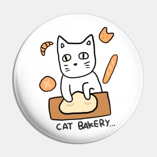 White Cat Bakery Neko Cute Kawaii Funny Meme Cooking Bread Pin