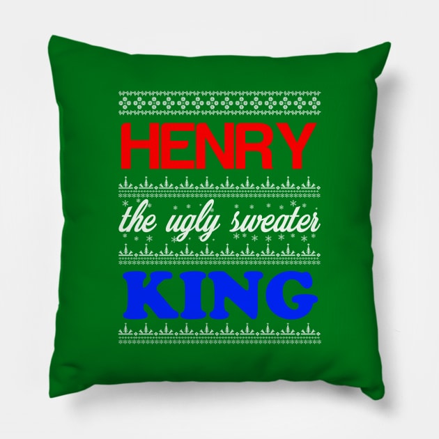 HENRY the Ugly Sweater King> Happy Holidays Pillow by CoolApparelShop