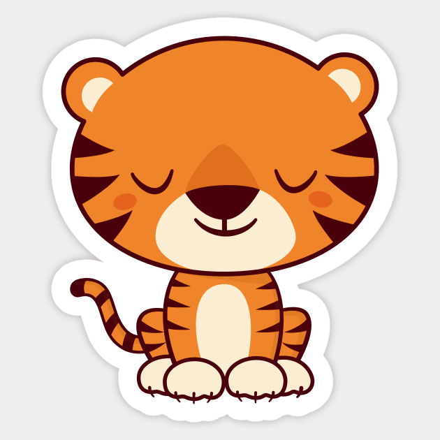 Kawaii Cute and Adorable Tiger - Tiger - Sticker | TeePublic