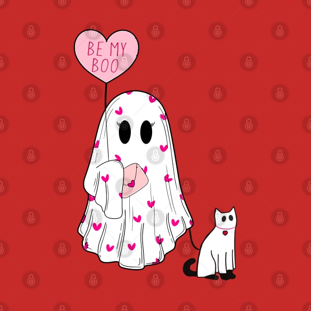 Be My Boo Valentine Cat Mom Ghost Love by TrikoNovelty
