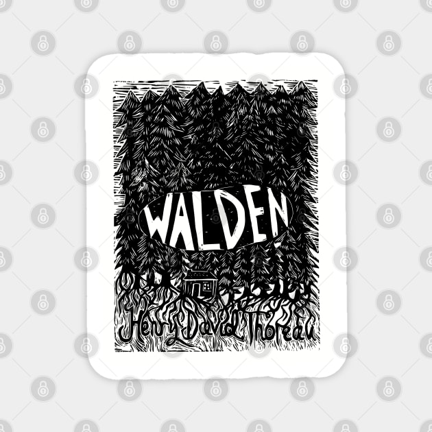 Walden Linocut Magnet by louweasely