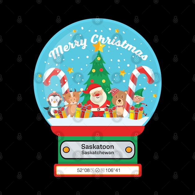 Saskatoon Saskatchewan - Merry Christmas SnowGlobe by MapYourWorld