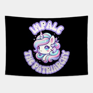 Impale the Patriarchy Kawaii Unicorn Feminist Pride Tapestry