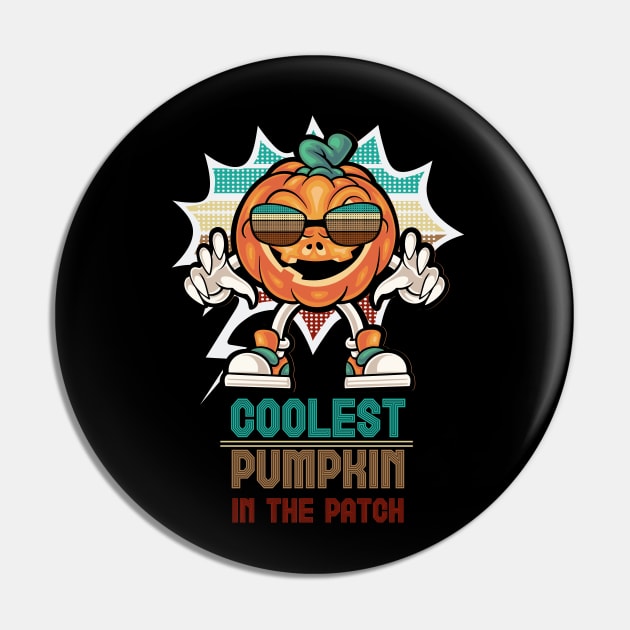 Retro Coolest Pumpkin In The Patch Halloween Pin by MasliankaStepan