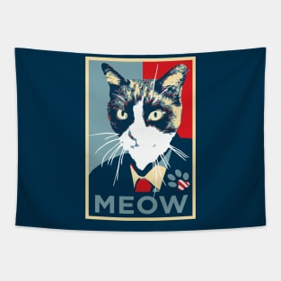 Cat running for president (Obama Hope logo) Tapestry