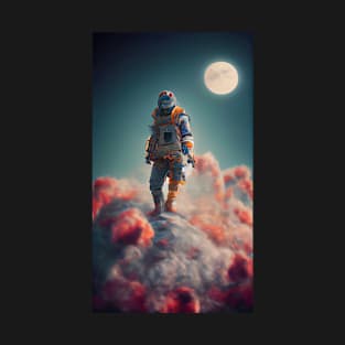 Astronaut standing on colorful clouds in space T-Shirt