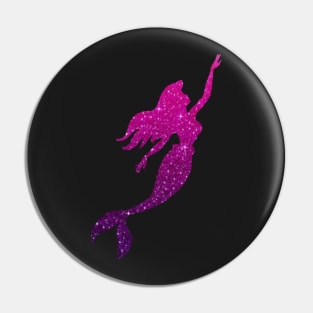 Pink and Purple Ombre Faux Glitter Mermaid Silhouette Pin