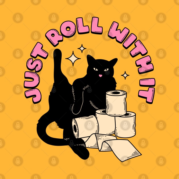 Roll with it Black Cat in yellow by The Charcoal Cat Co.