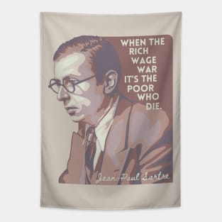 Jean-Paul Sartre Portrait and Quote Tapestry