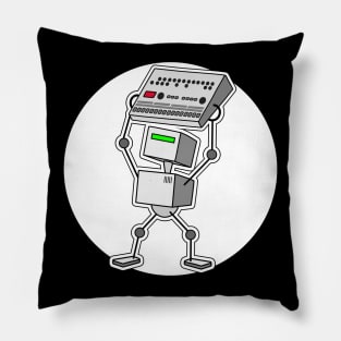 Robot Holding Drum Machine Mono Tint Pillow