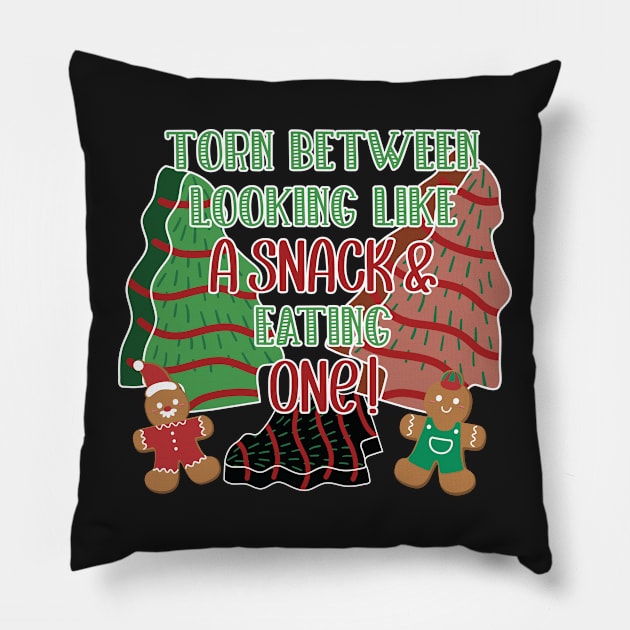 Torn Between Looking Like A Snack And Eating One Santa Christmas Cakes - Vintage Leopard Christmas Tree Cakes Pillow by WassilArt