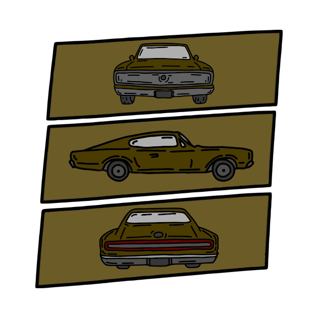 retro muscle car vintage illustration by fokaction