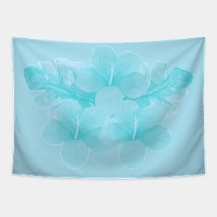 Tropical Light Blue Hibiscus Flower Tapestry