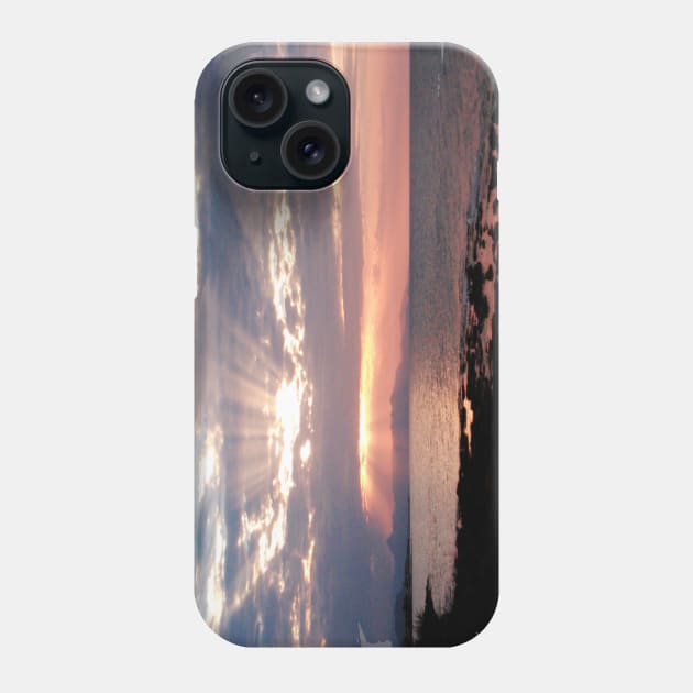 Beautiful purple pink orange sunset over ocean photo Phone Case by BoogieCreates