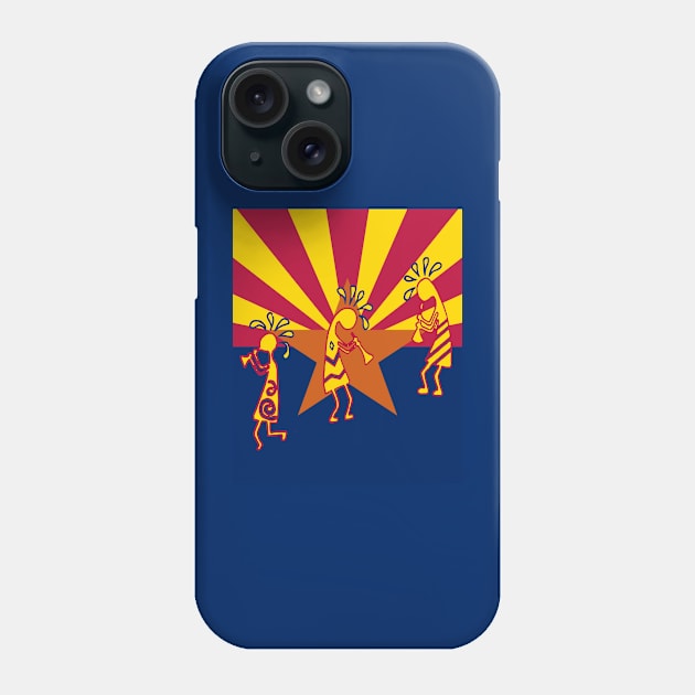 Arizona Flag Color Kokopelli Tribal Flute Players Phone Case by taiche