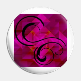 Black Swirls on Magenta Shapes Pin