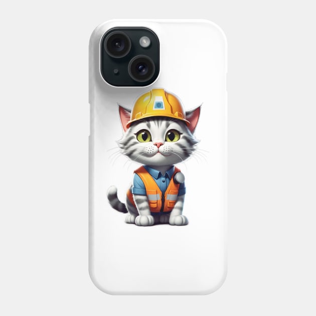 Cat With Hard Hat Phone Case by Wilcox PhotoArt