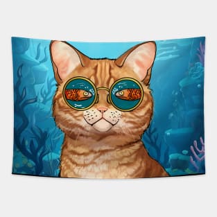 Cat wearing sunglasses Tapestry