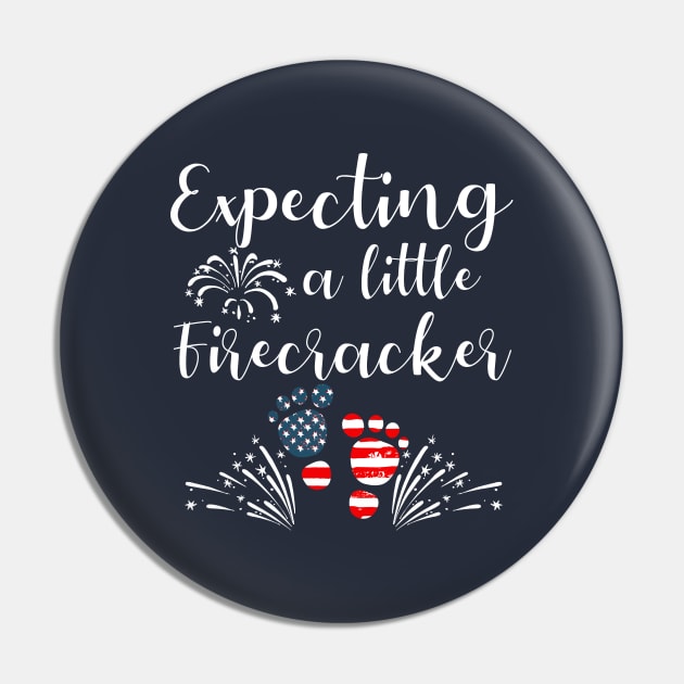 4th Of July Expecting a Little Firecracker Pregnancy Announcement Pin by MarYouLi