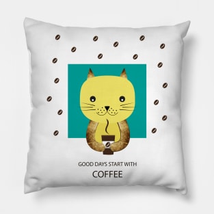 Cat and coffee Pillow