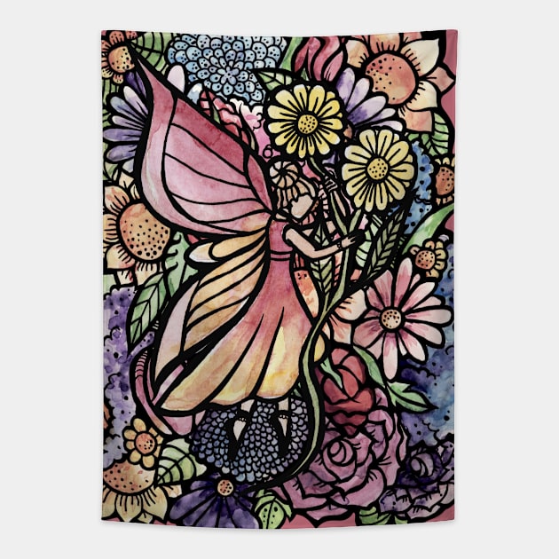 Fairy Garden Flowers Tapestry by bubbsnugg